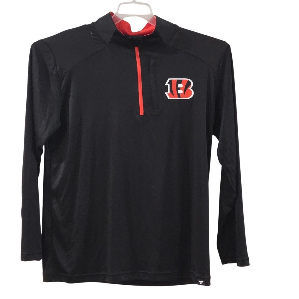 Fanatics Mens Cincinnati Bengals NFL Quarter Zip Pullover Black Orange XL
